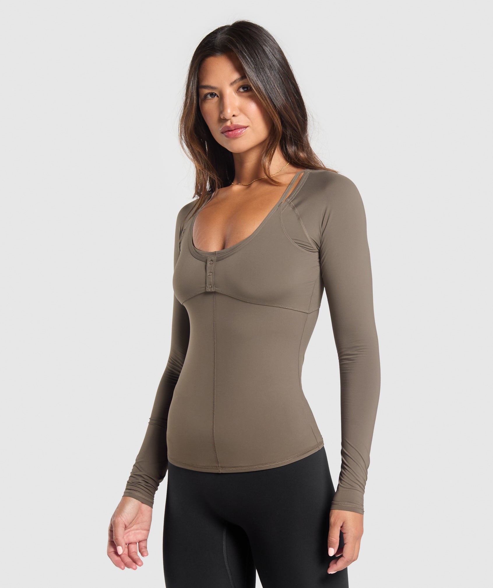 Rest Day Buttery Soft Long Sleeve Top - Camo Brown