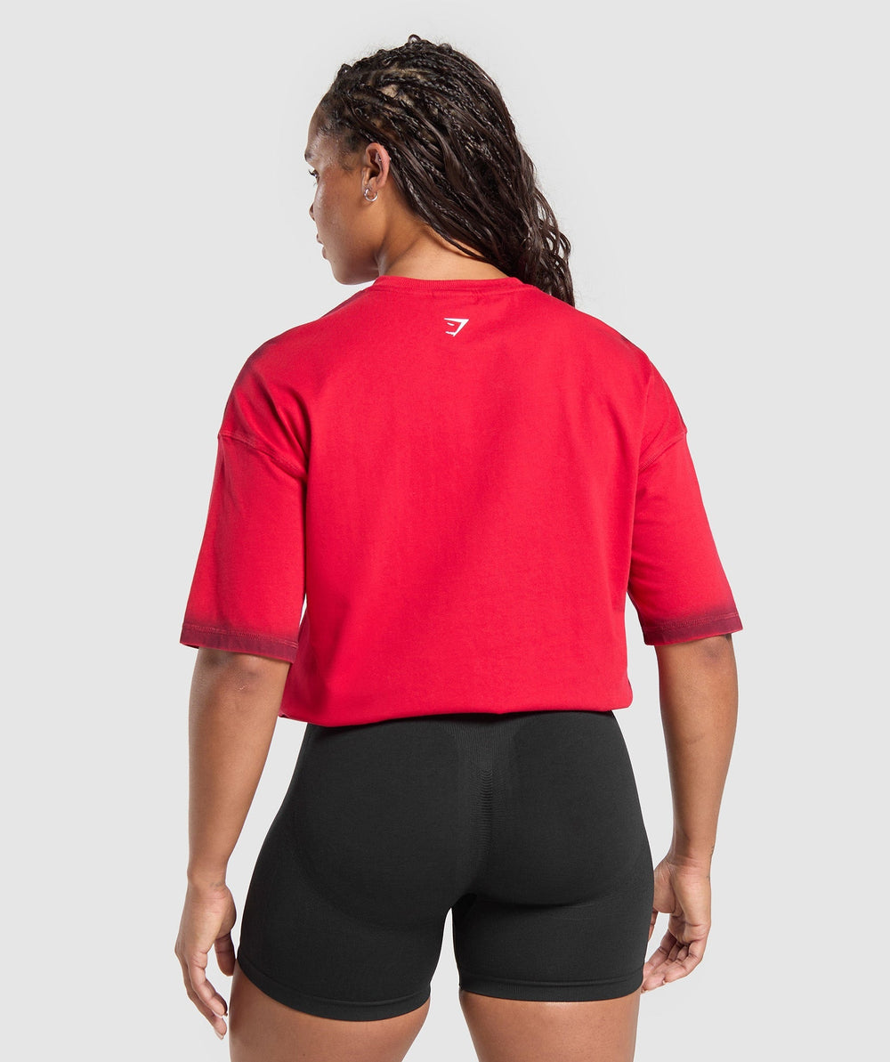 Gains Washed Heavyweight Cotton T-Shirt - Conditioning Red/Sets Red