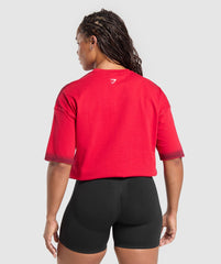 Gains Washed Heavyweight Cotton T-Shirt - Conditioning Red/Sets Red