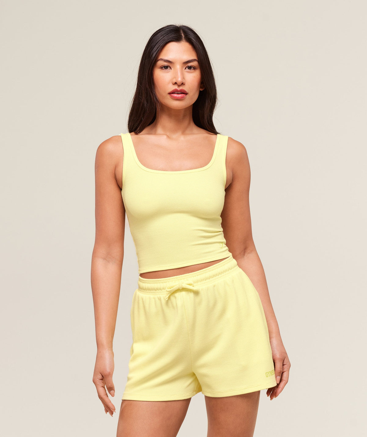 Waffle Cropped Tank - Refresh Yellow