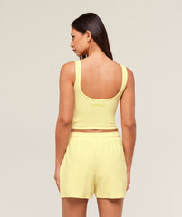 Waffle Cropped Tank - Refresh Yellow
