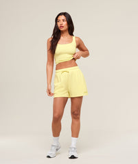 Waffle Cropped Tank - Refresh Yellow