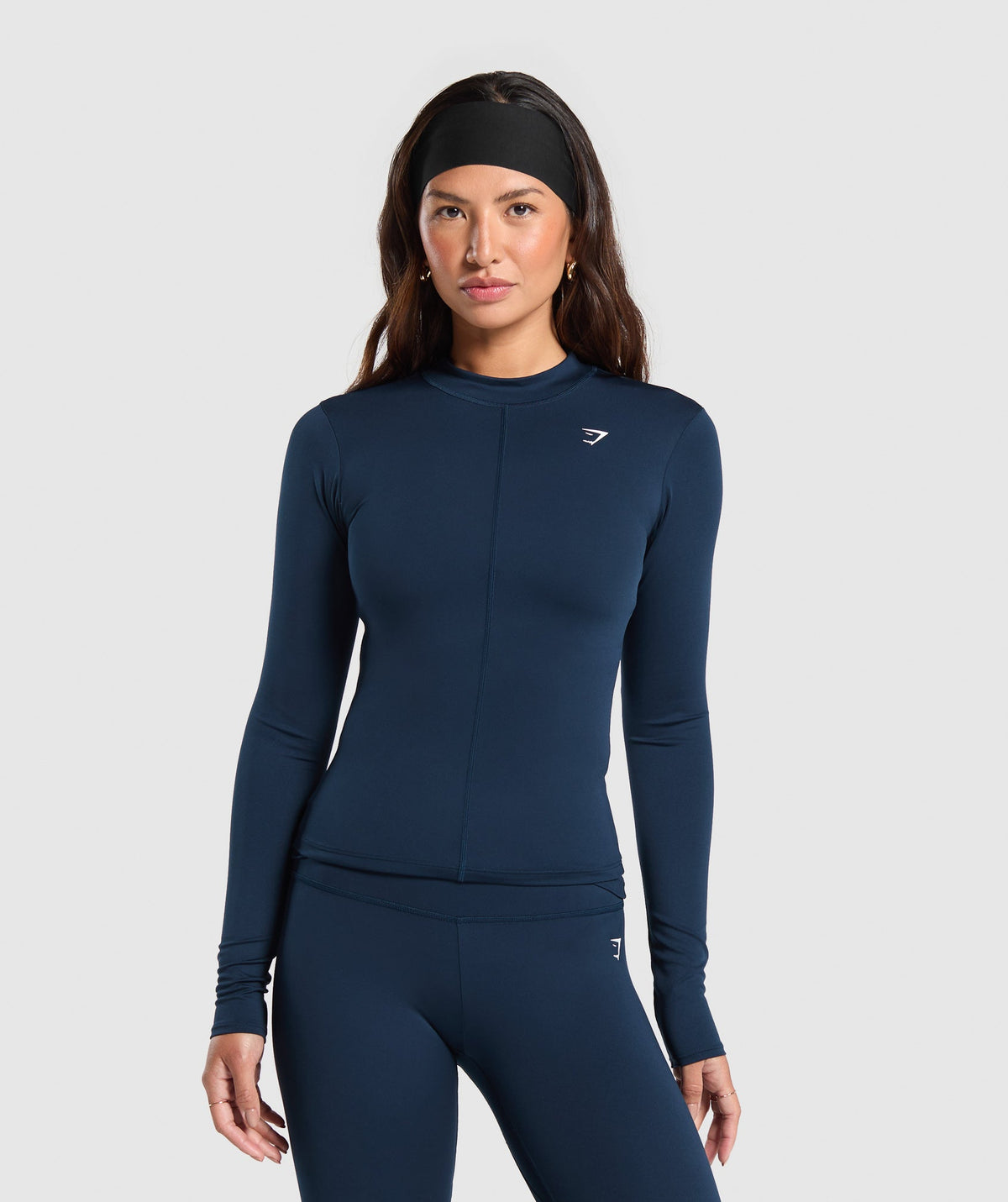 Everyday High Neck Long Sleeve Top - Navy