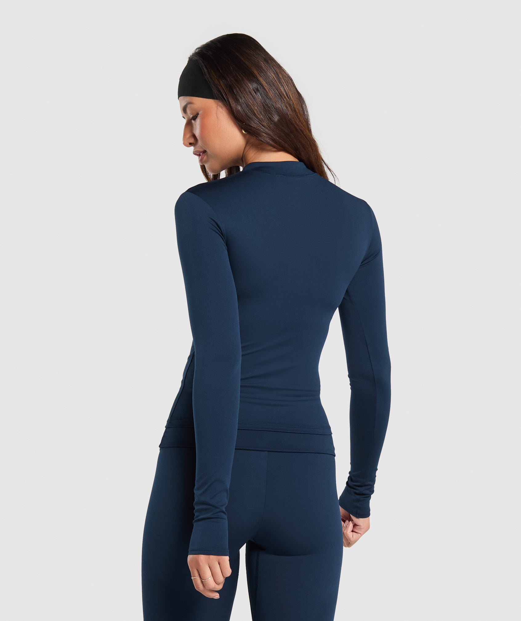 Everyday High Neck Long Sleeve Top - Navy