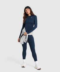 Everyday High Neck Long Sleeve Top - Navy
