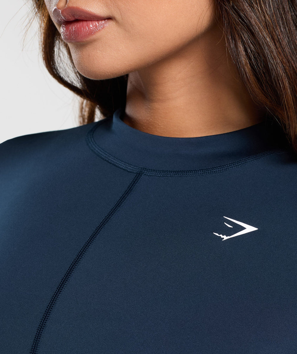 Everyday High Neck Long Sleeve Top - Navy