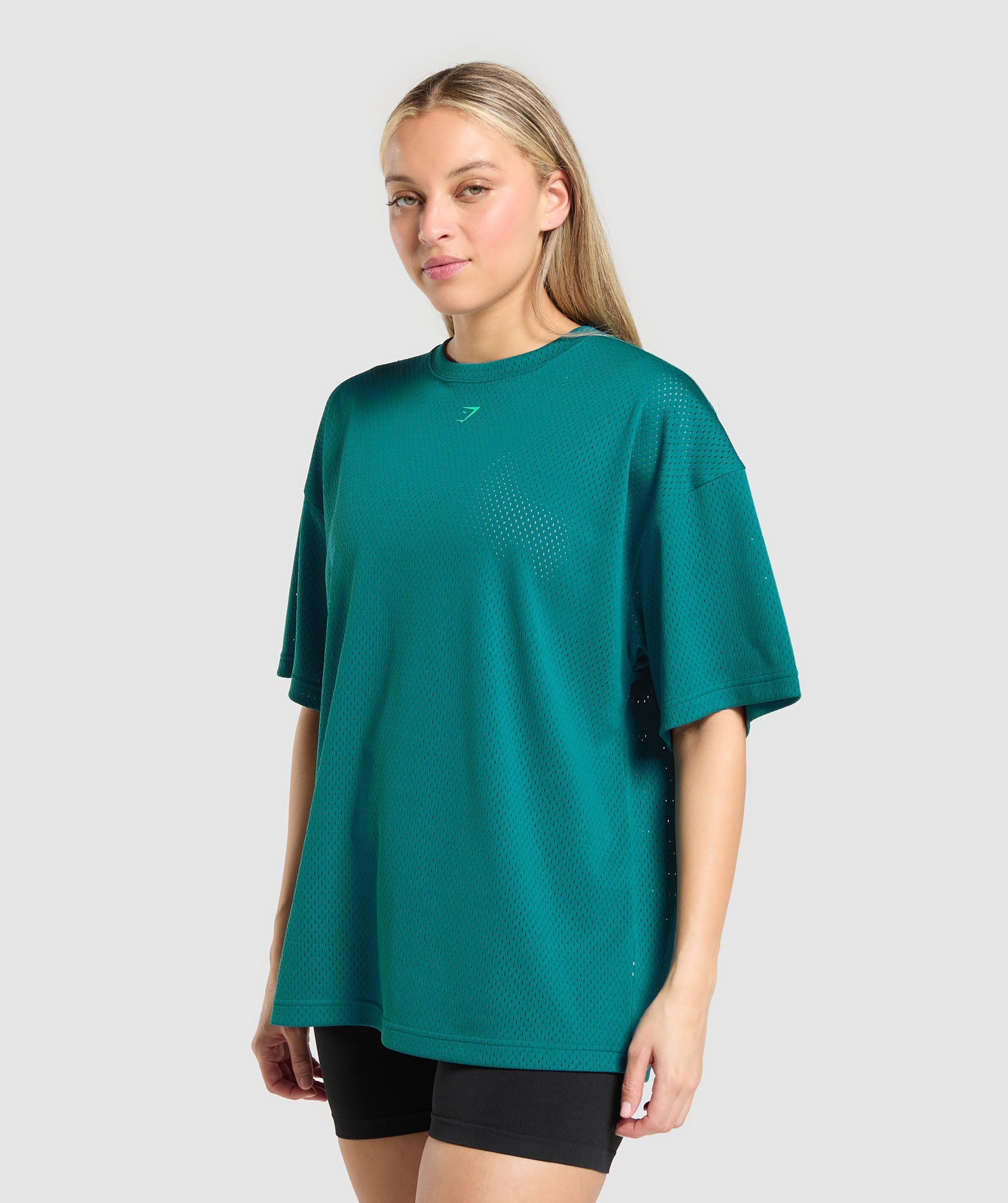 Mesh Graphic Oversized T-Shirt - Functional Teal