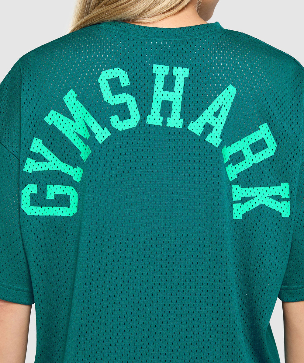 Mesh Graphic Oversized T-Shirt - Functional Teal