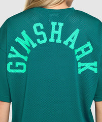 Mesh Graphic Oversized T-Shirt - Functional Teal