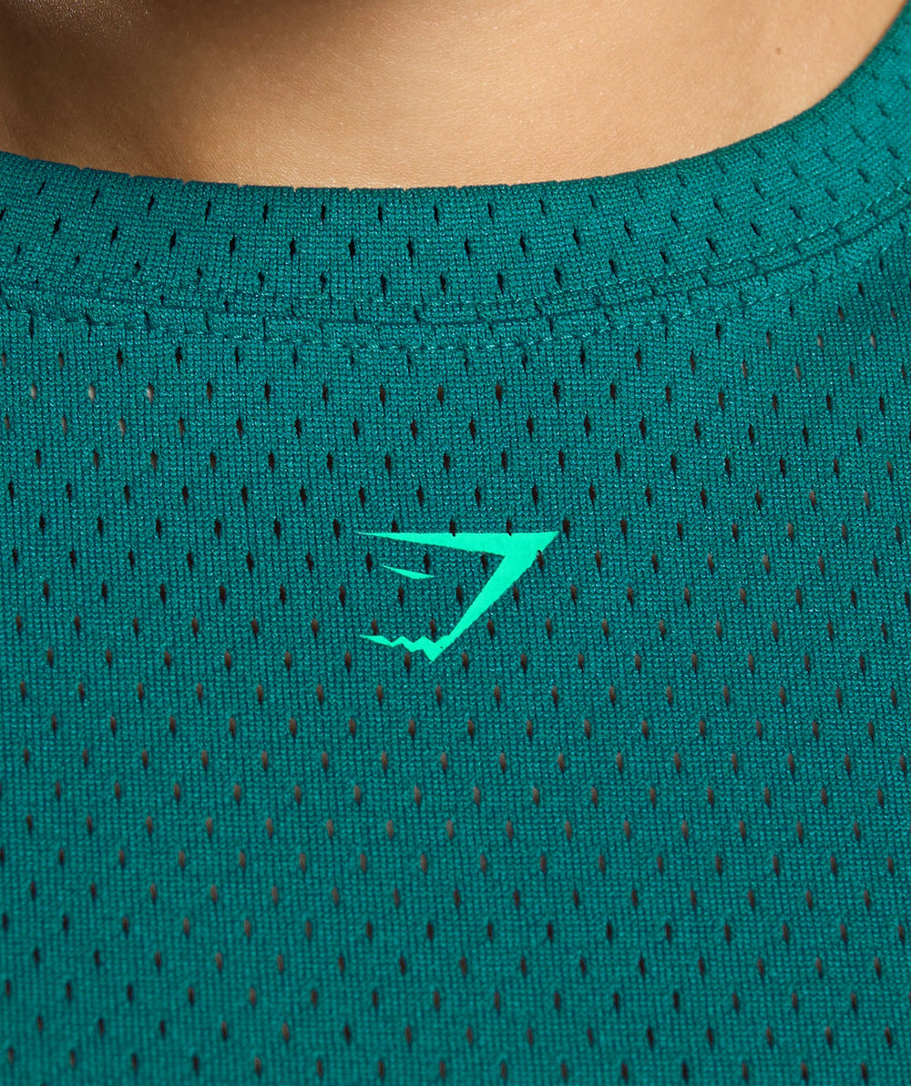 Mesh Graphic Oversized T-Shirt - Functional Teal
