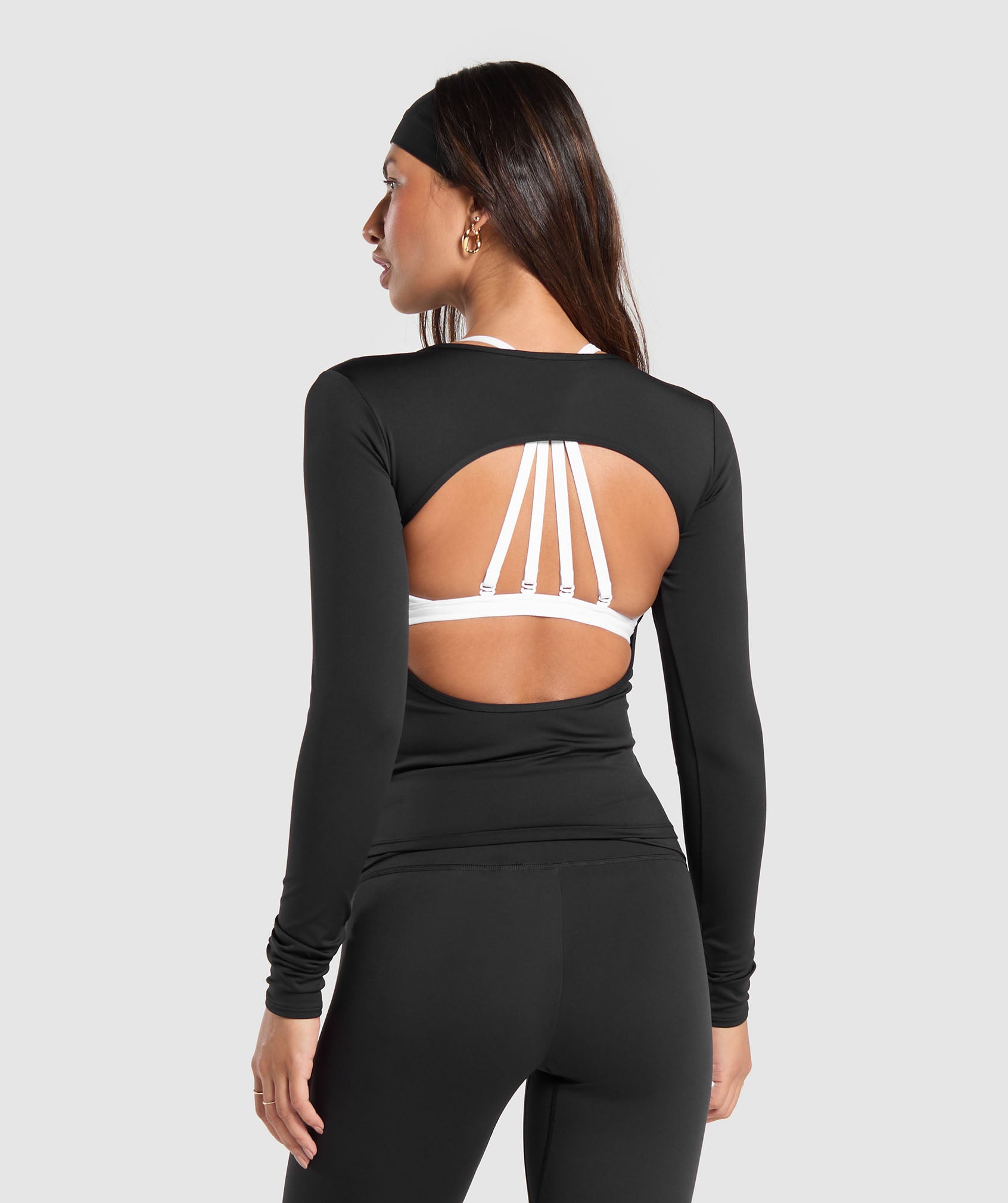 Everyday Open Back Long Sleeve Top - Black