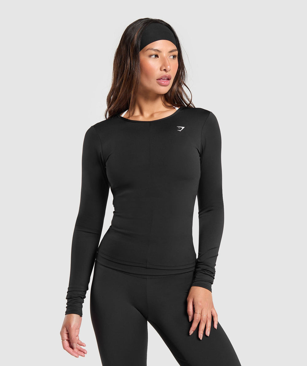 Everyday Open Back Long Sleeve Top - Black