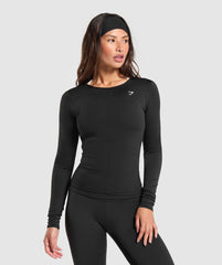 Everyday Open Back Long Sleeve Top - Black