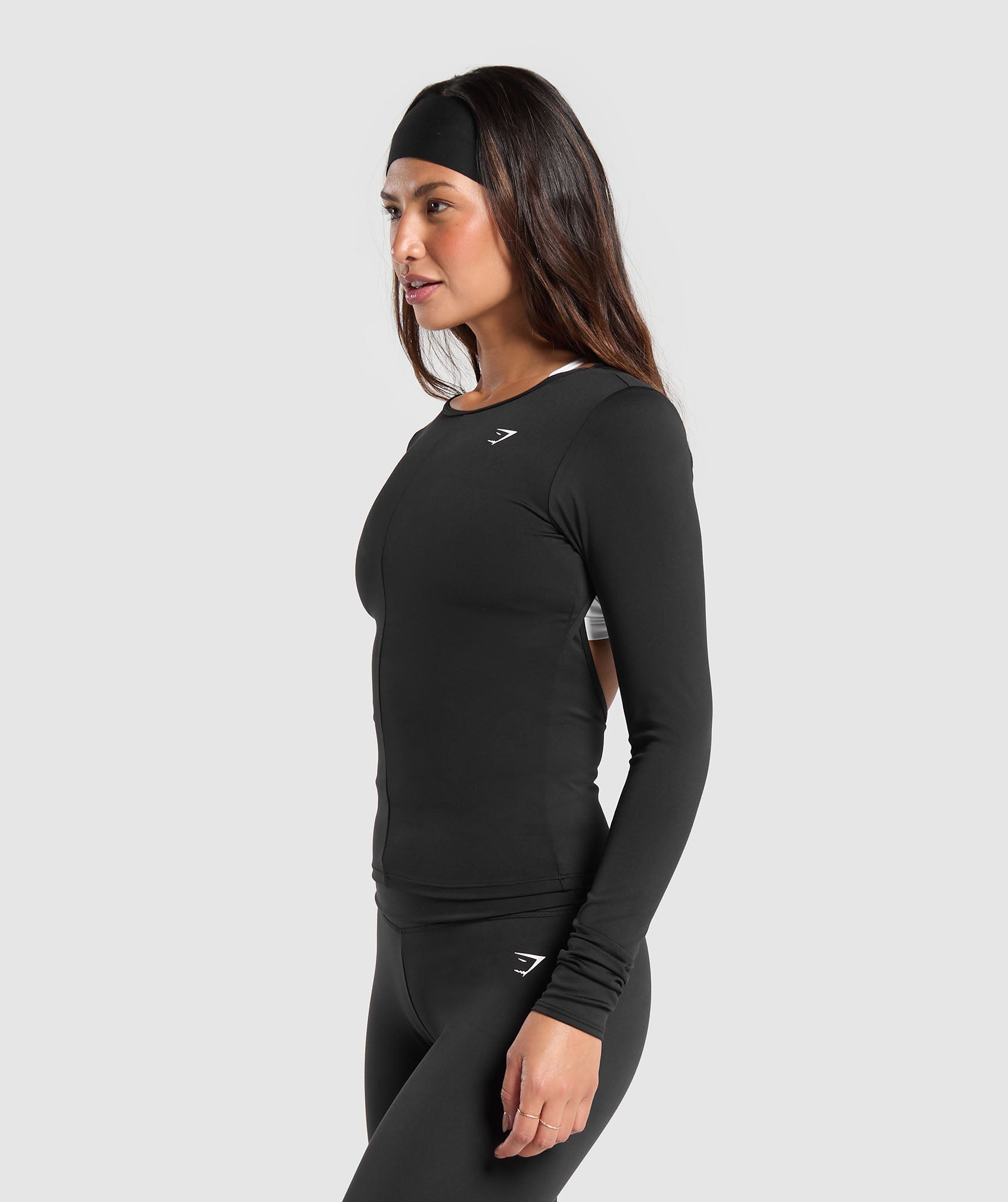 Everyday Open Back Long Sleeve Top - Black