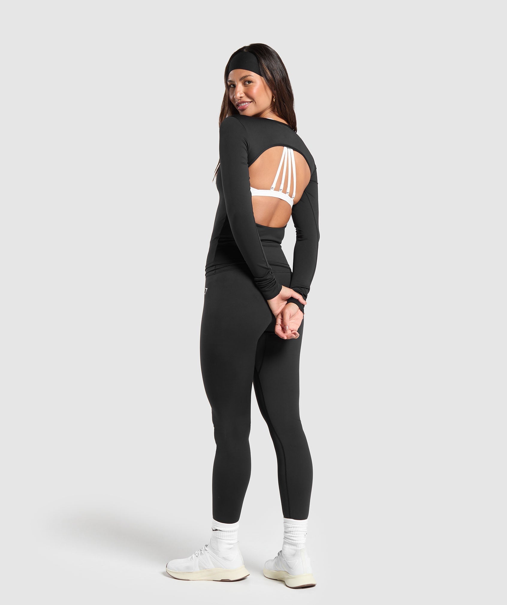 Everyday Open Back Long Sleeve Top - Black