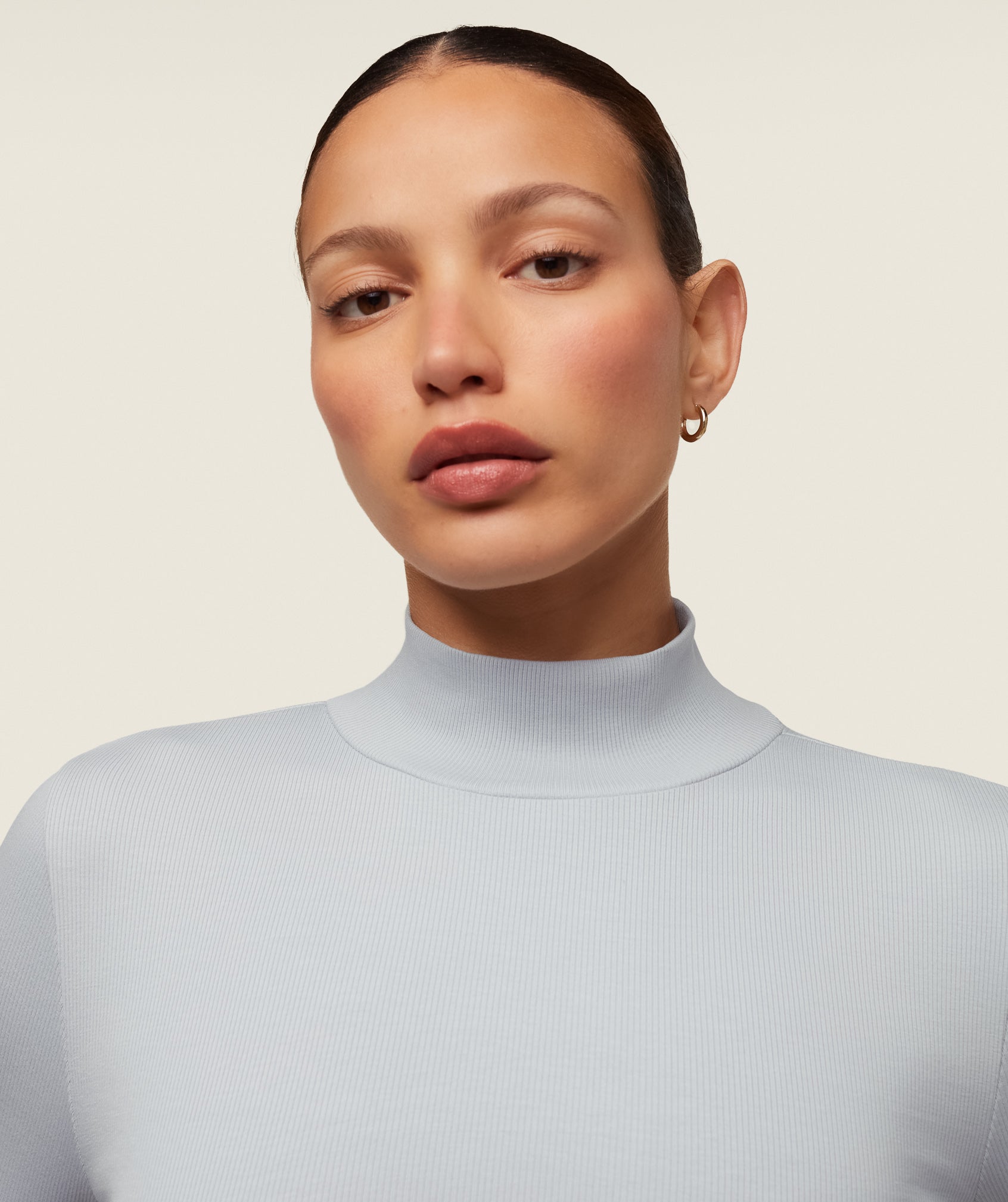 everywear Long Sleeve Ribbed Turtle Neck - Ice Grey