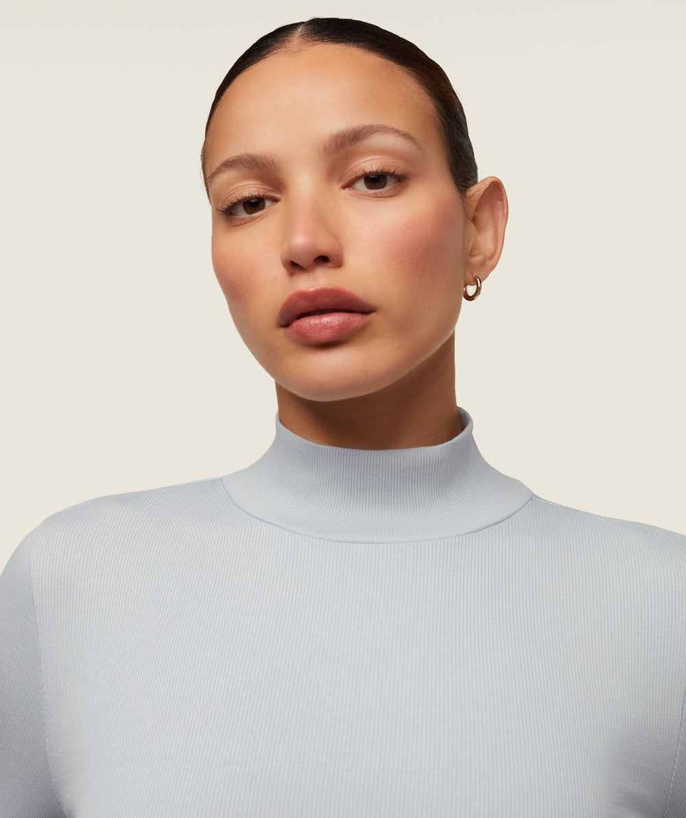 everywear Long Sleeve Ribbed Turtle Neck - Ice Grey