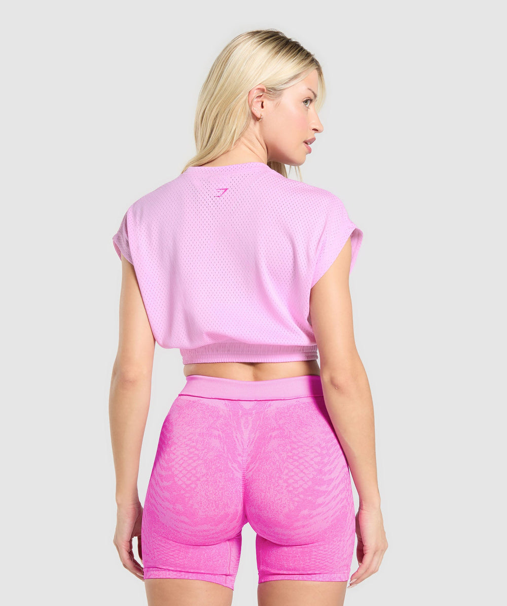 Mesh Graphic Crop Top - Sour Pink