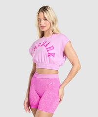 Mesh Graphic Crop Top - Sour Pink