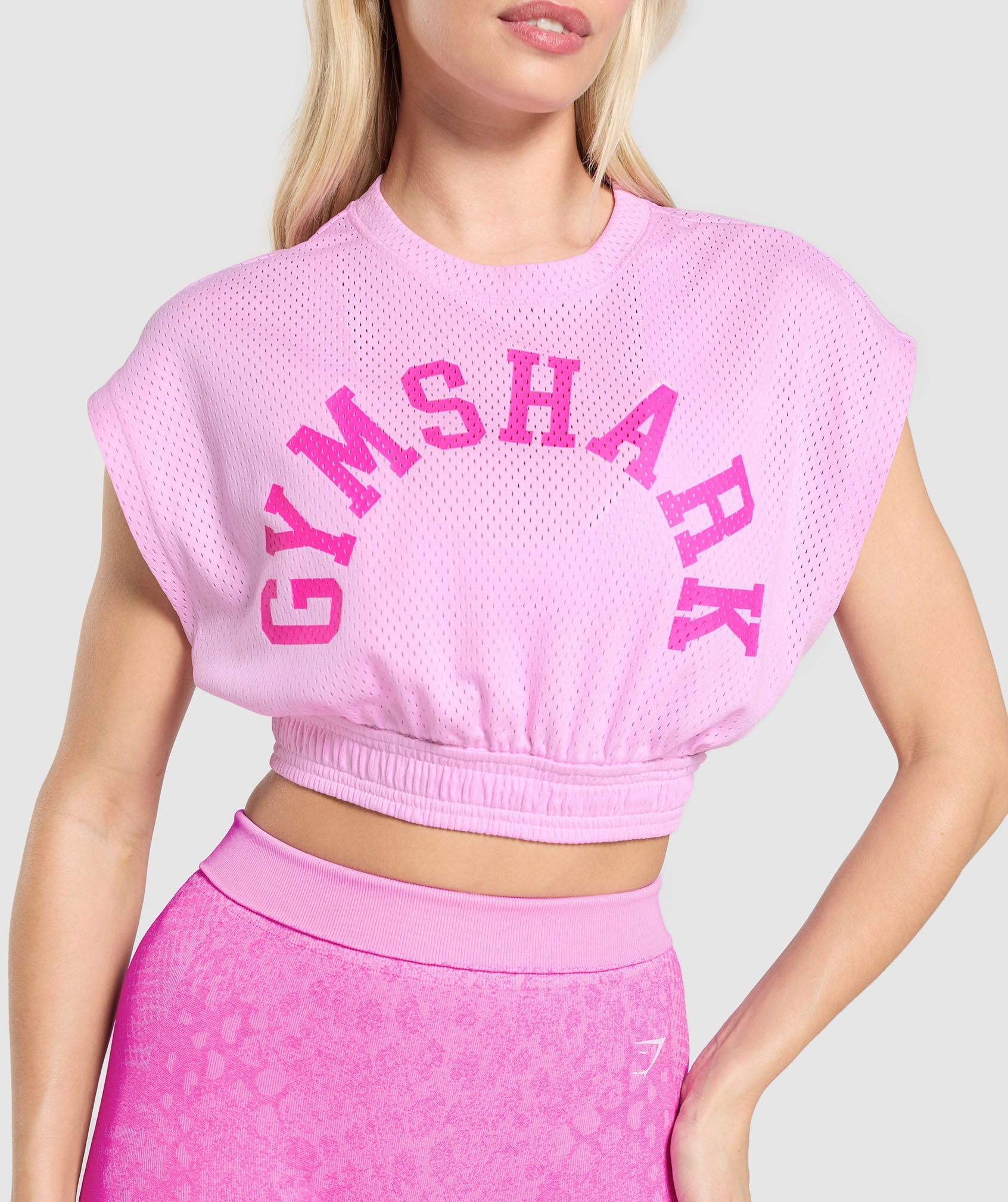 Mesh Graphic Crop Top - Sour Pink