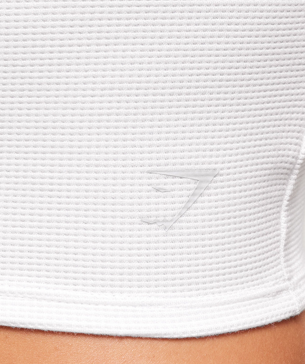 Waffle Cropped Tank - White