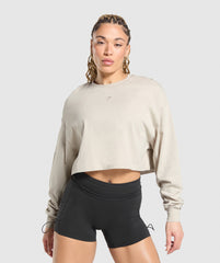 Wordmark Graphic Long Sleeve Top - Pebble Grey