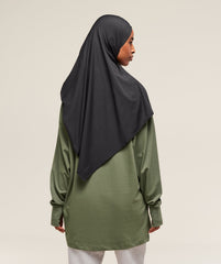Covered Longline Cotton Long Sleeve Top - Core Olive