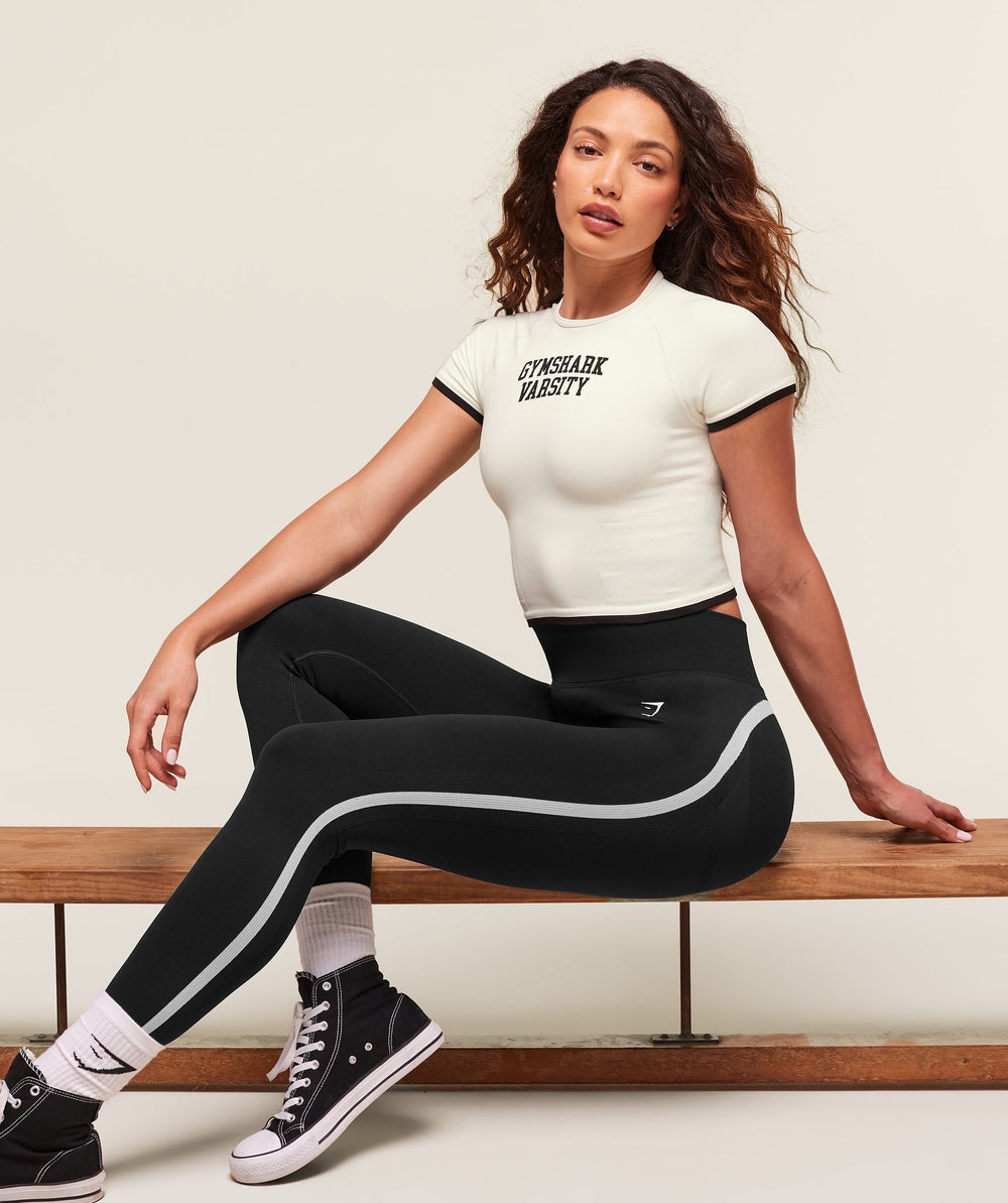 Lift Varsity Seamless Midi T-Shirt - Soft White