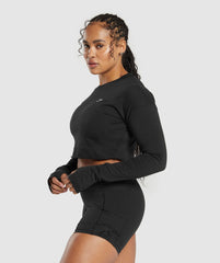 Lifting Long Sleeve Crop Top - Black