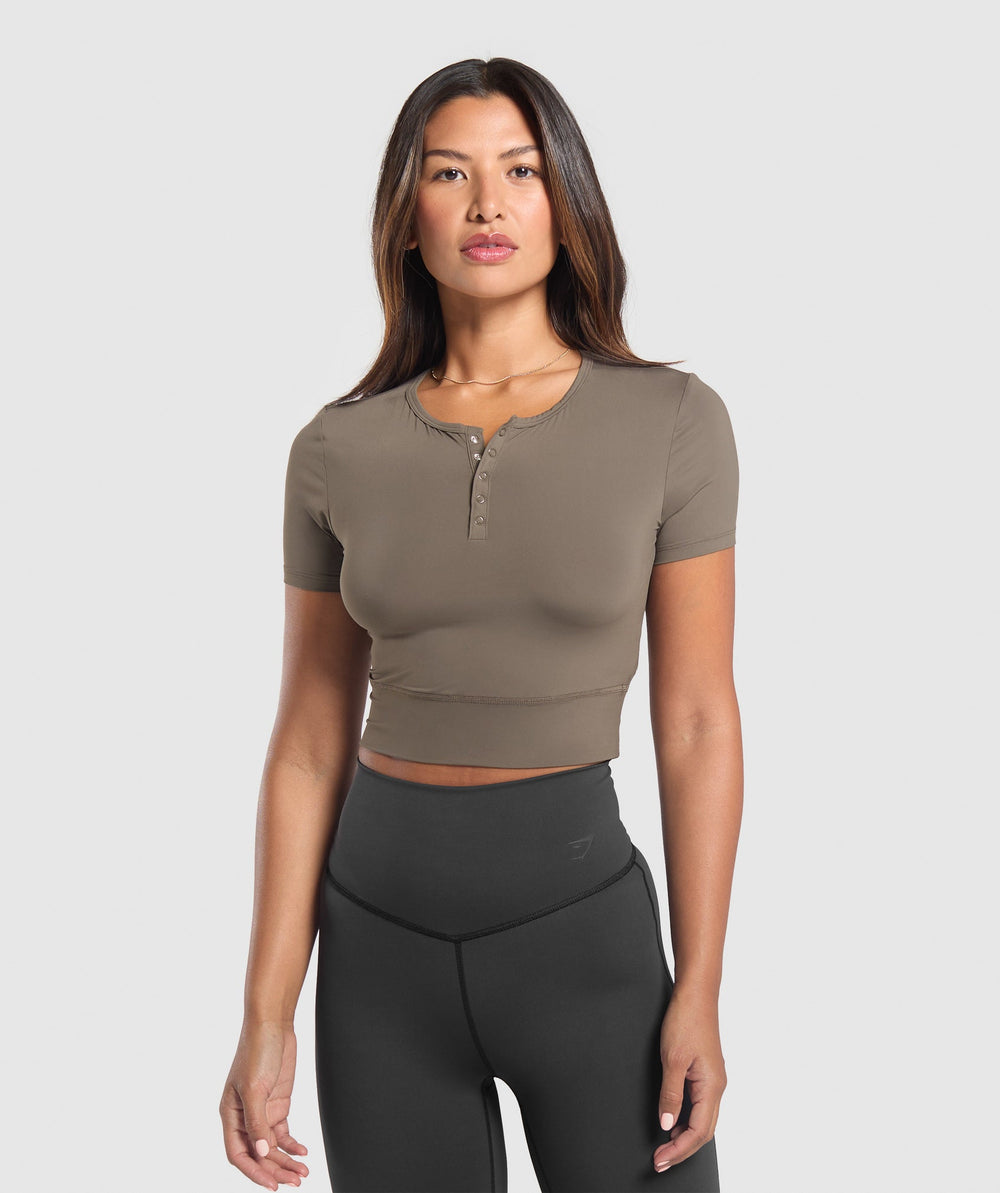 Rest Day Buttery Soft Midi Top - Camo Brown