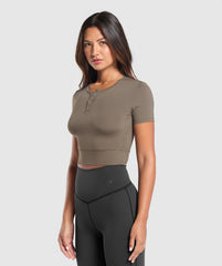 Rest Day Buttery Soft Midi Top - Camo Brown