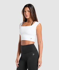Everyday Cap Sleeve Crop Top - White