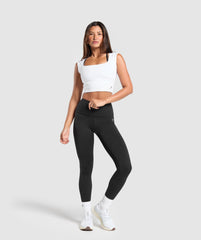 Everyday Cap Sleeve Crop Top - White