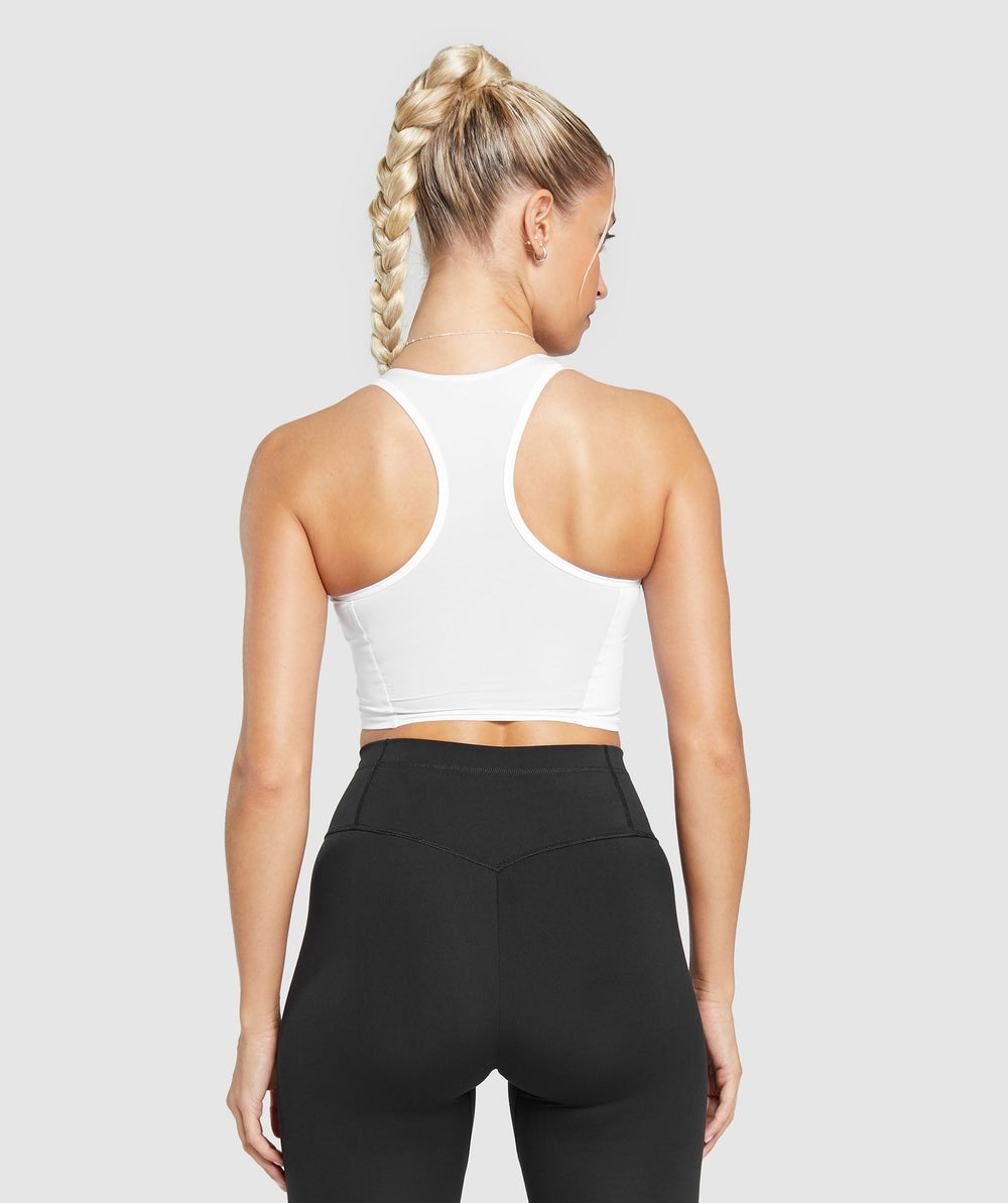 Crop Mesh Tank - White
