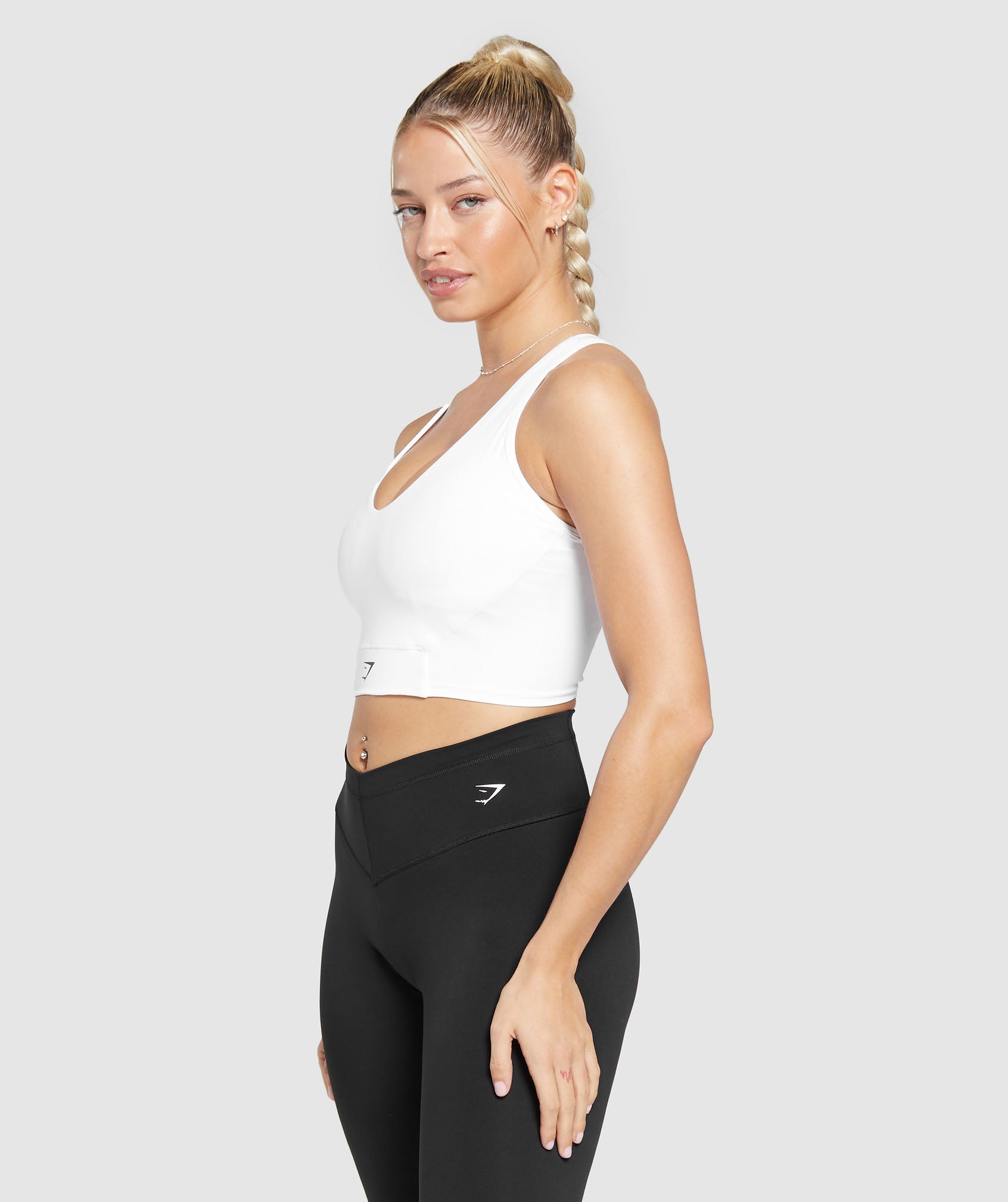 Crop Mesh Tank - White