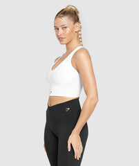 Crop Mesh Tank - White
