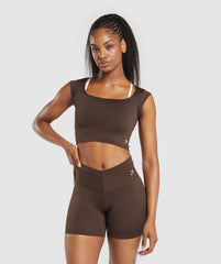 Everyday Cap Sleeve Crop Top - Archive Brown