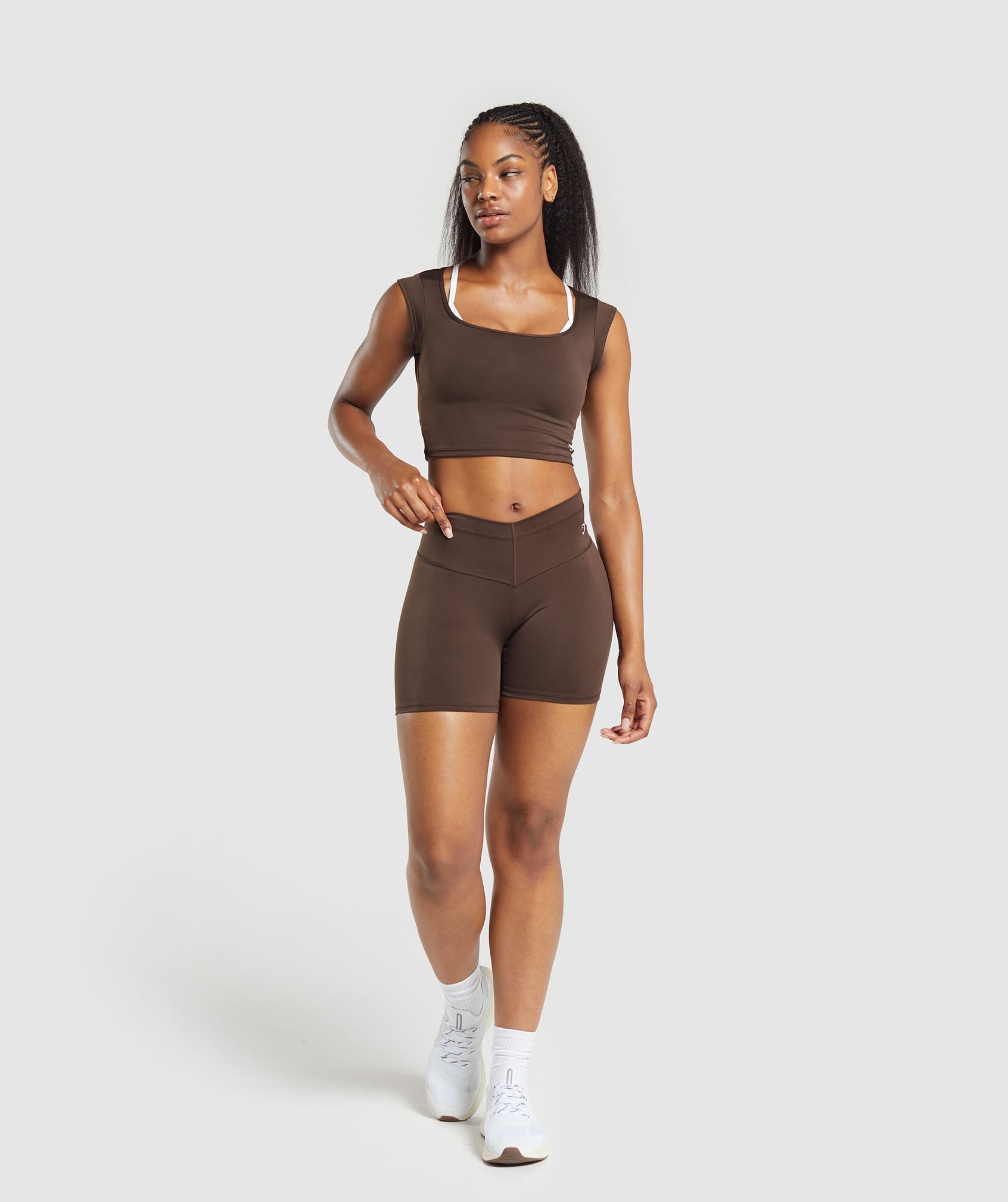 Everyday Cap Sleeve Crop Top - Archive Brown