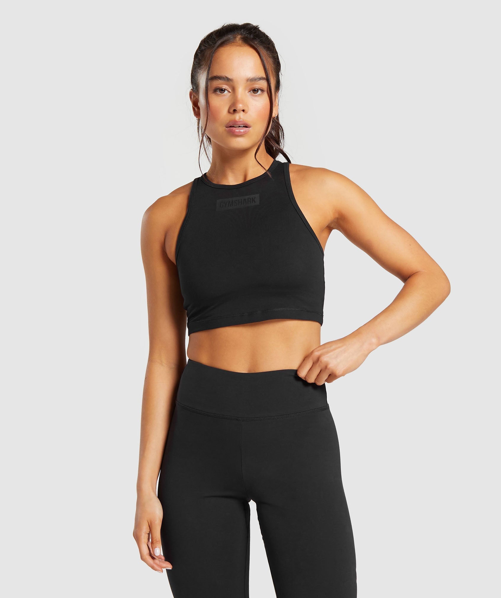 Block Crop Tank - Black