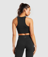 Block Crop Tank - Black