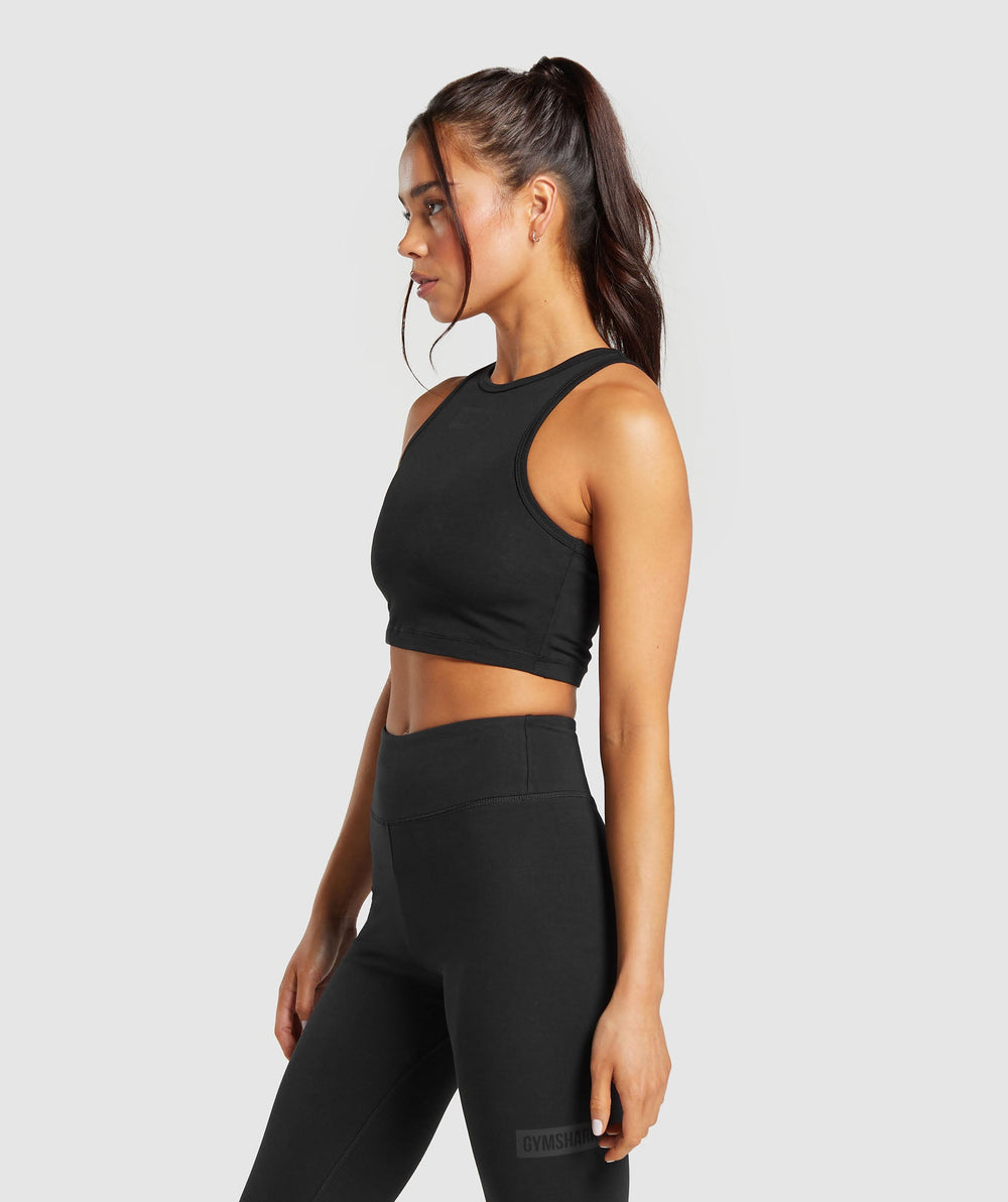 Block Crop Tank - Black
