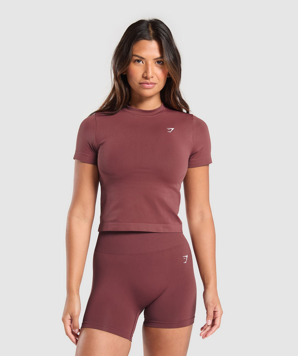 Everyday Seamless Tight Fit Tee - Burgundy Brown