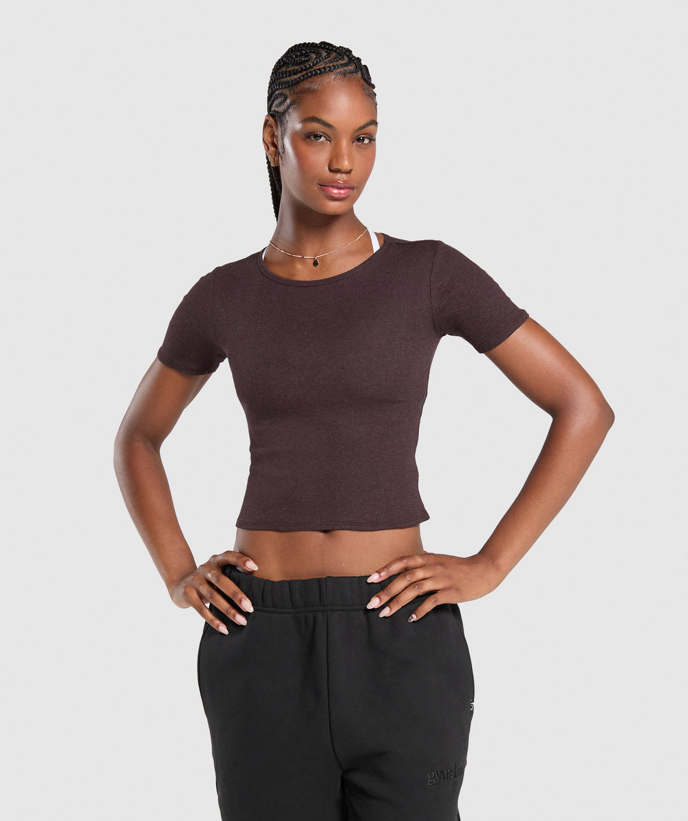 Rib T-Shirt - Brown Marl
