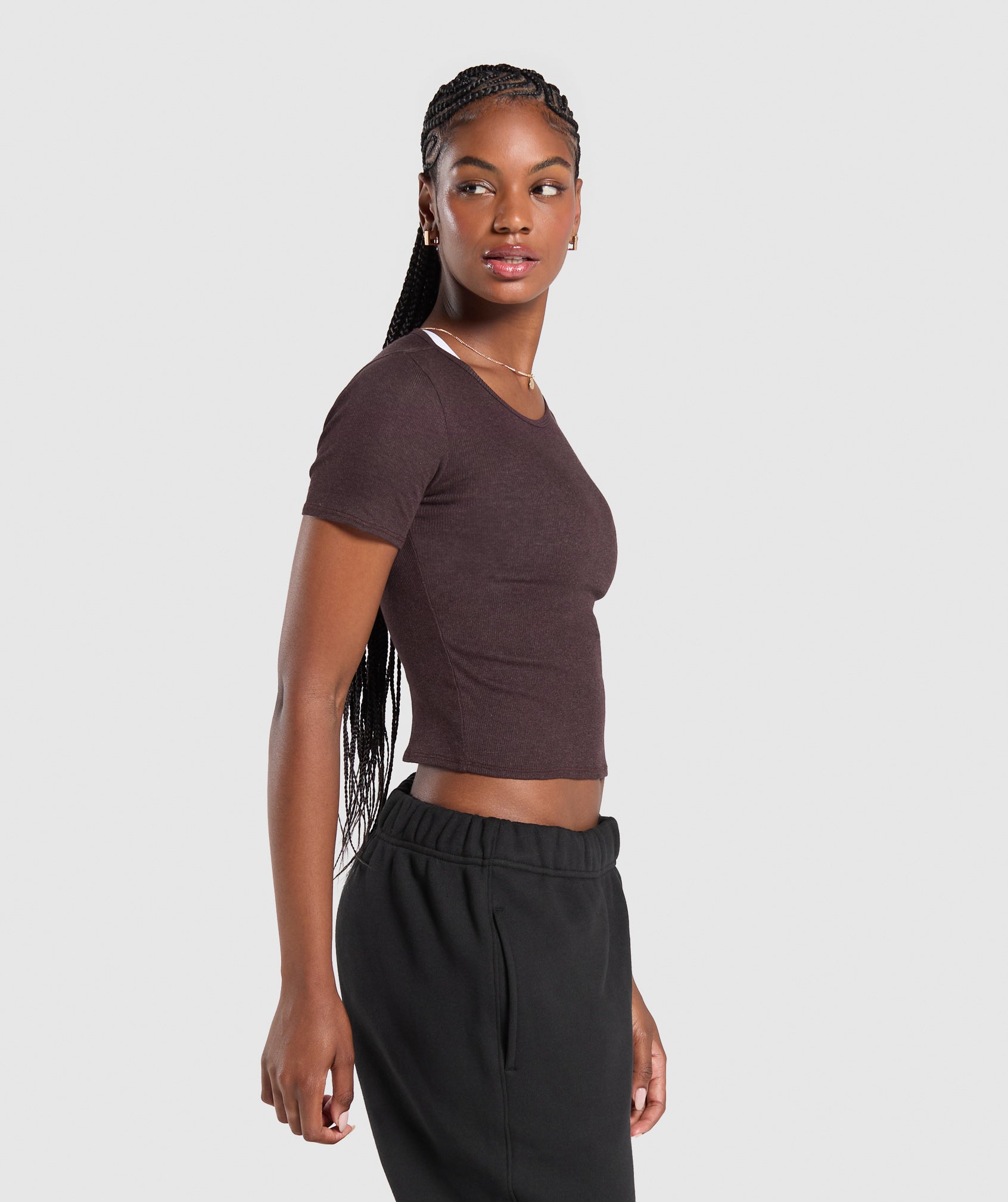 Rib T-Shirt - Brown Marl