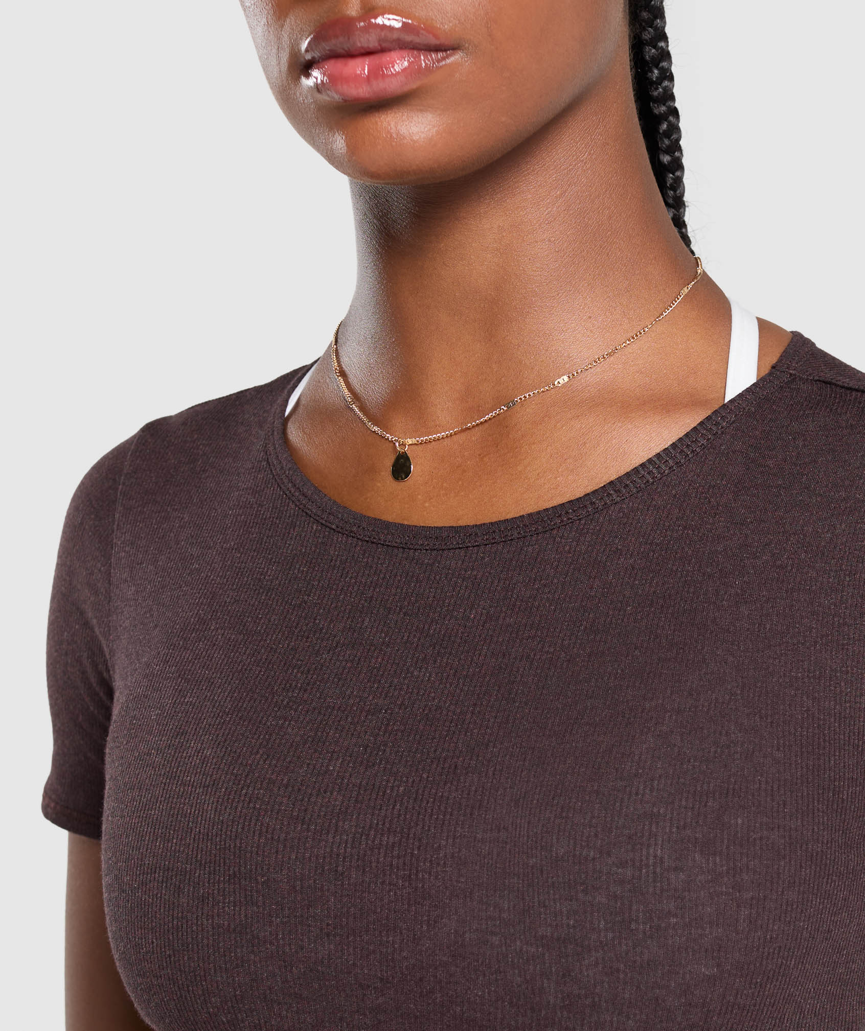 Rib T-Shirt - Brown Marl