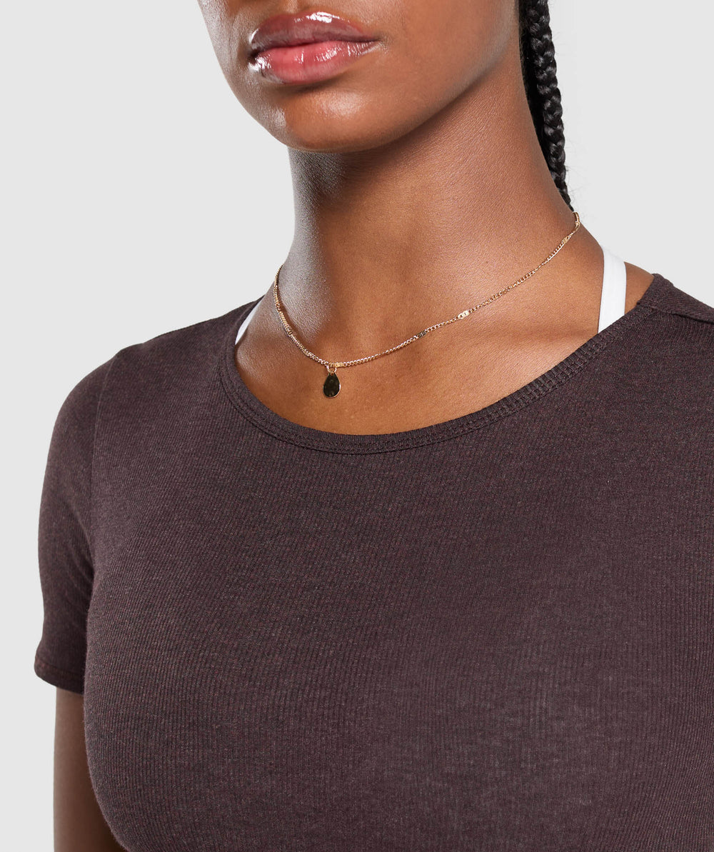 Rib T-Shirt - Brown Marl