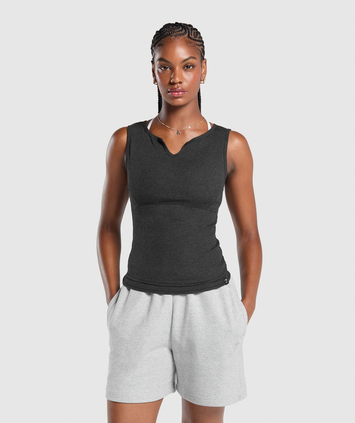 Rest Day Rib Top - Black Marl