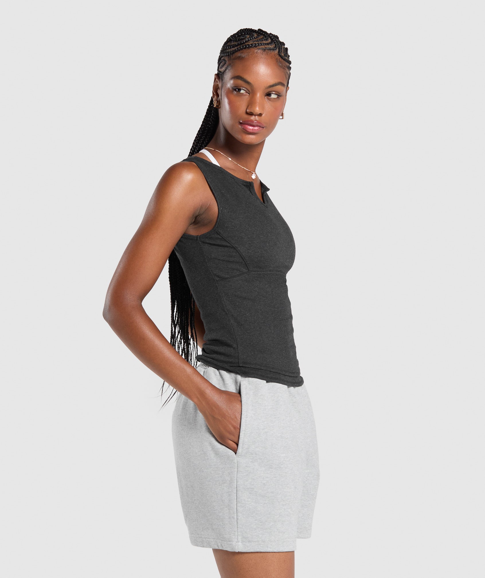 Rest Day Rib Top - Black Marl