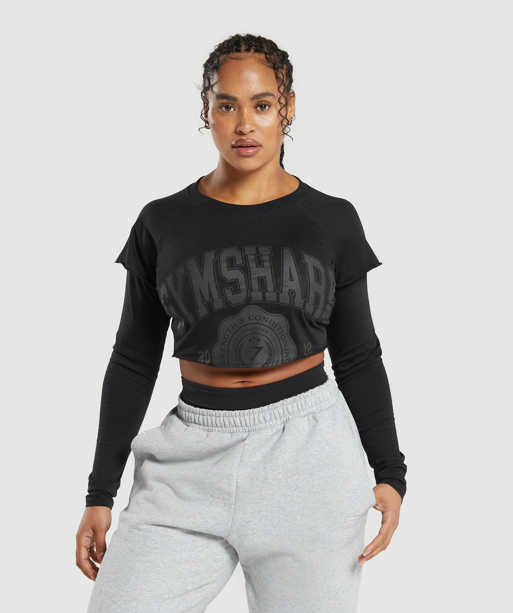 Lifting 2 In 1 Long Sleeve Crop Top - Black