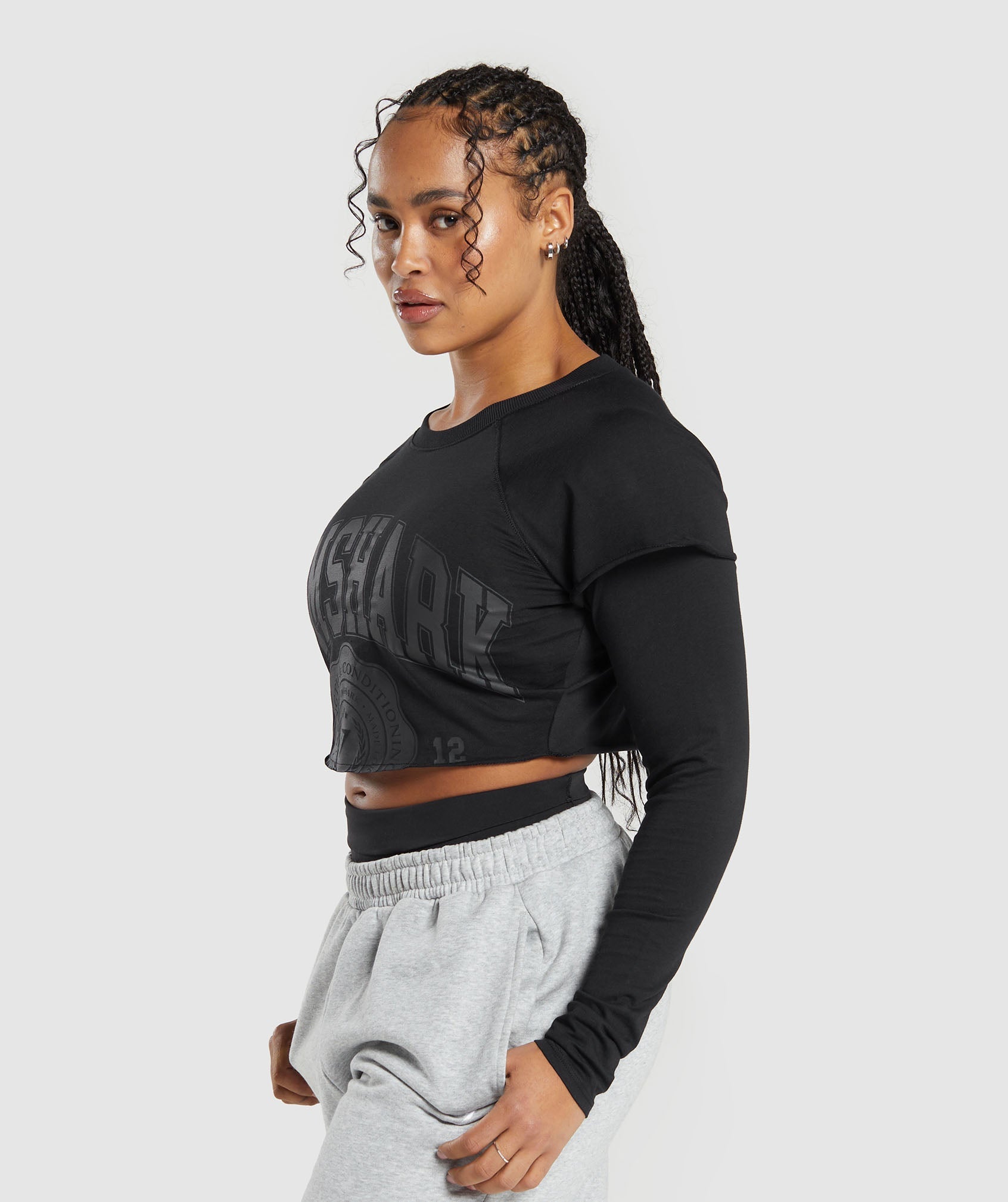 Lifting 2 In 1 Long Sleeve Crop Top - Black